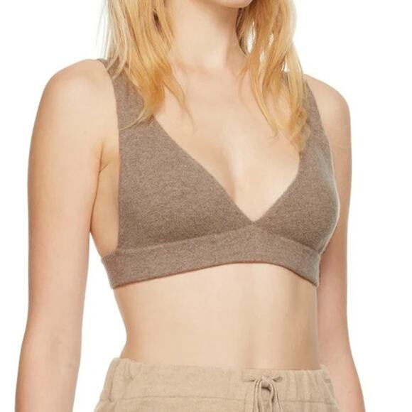 Lisa Yang Capucine Bralette 100% Cashmere Knit Bra Mole Medium Taupe NWT - Picture 1 of 11